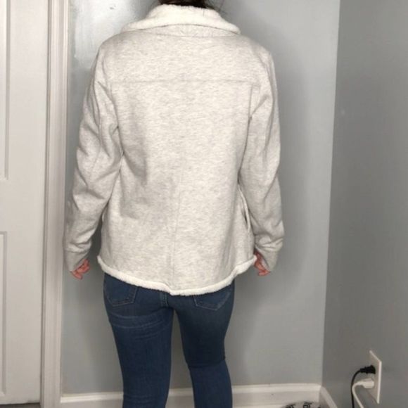 GAIAM gray long sleeve fleece draped cardigan M - Picture 4 of 4